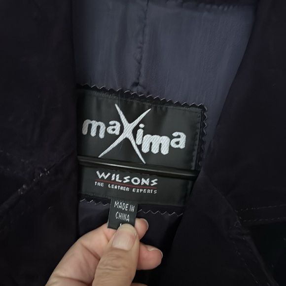 Maxima/Wilsons Purple Suede Leather Button Front Tailored Jacket/Coat Sz L - Picture 5 of 12